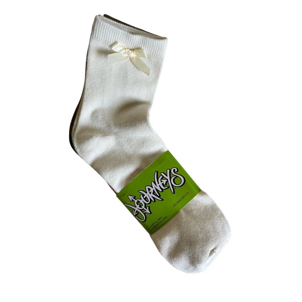 New! Journeys Bow Ankle Socks Pack of 5 Coquette Feminine Multicolor